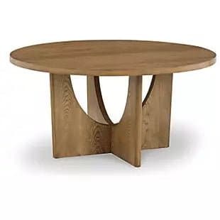 Round Mid-Century Modern Dining Table in Warm Brown - HER Home Design Boutique